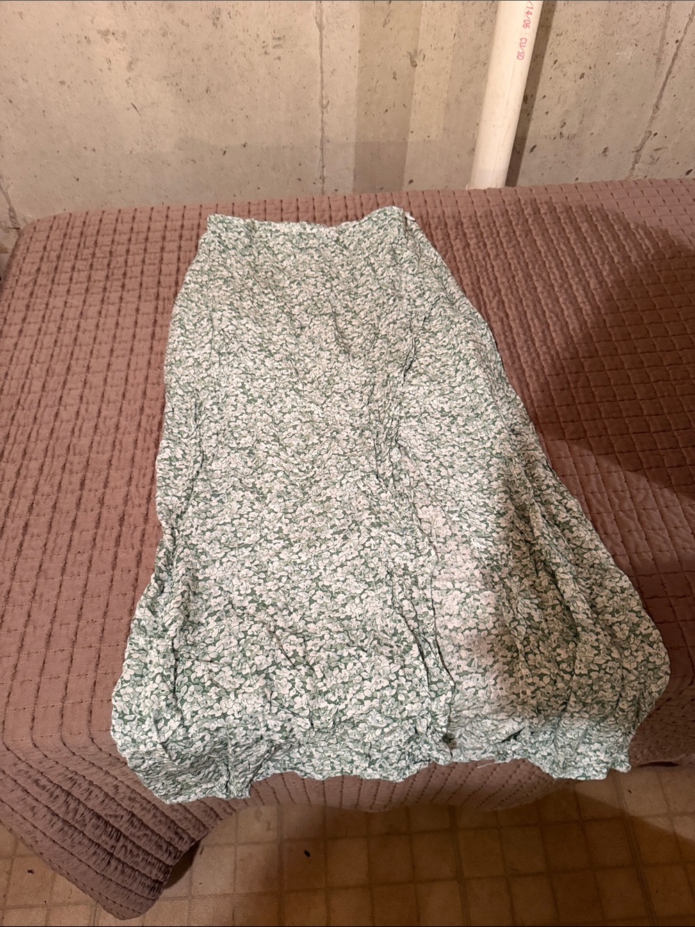 Green Floral Midi Skirt - Lightweight Women's Skirt
